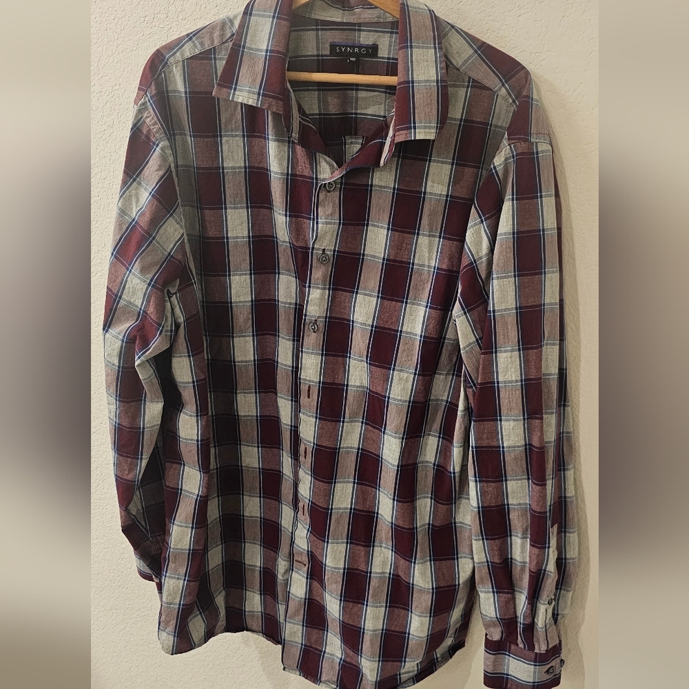 Synrgy Large Plaid Sport Men's Shirt